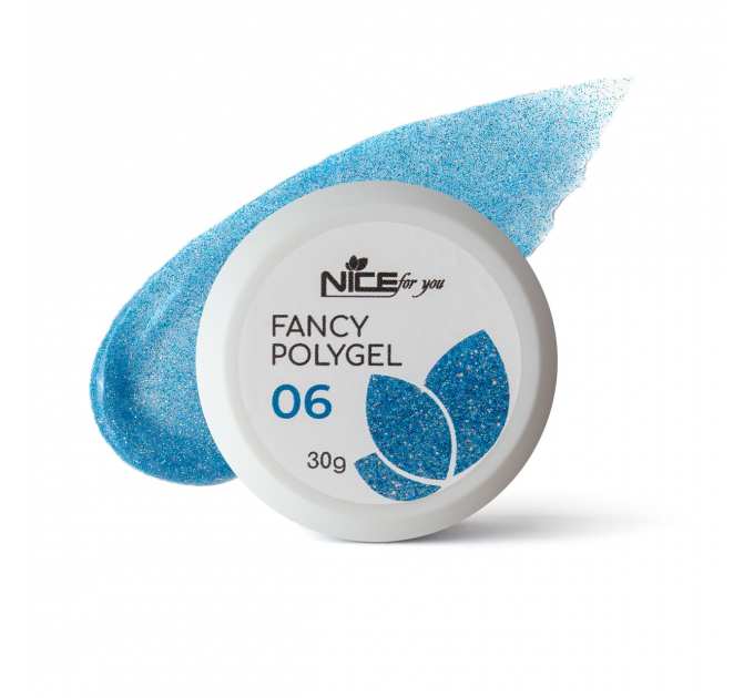 Светоотражающий полигель Nice for you Fancy polygel №6 Glossy blue Синий 30 г