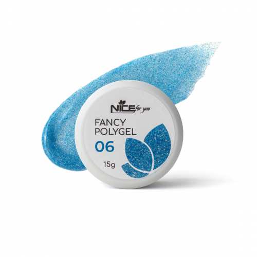 Светоотражающий полигель Nice for you Fancy polygel №6 Glossy blue Синий 15 г