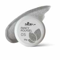 Светоотражающий полигель Nice for you Fancy polygel №5 Amazing silver Серебристый 30 г