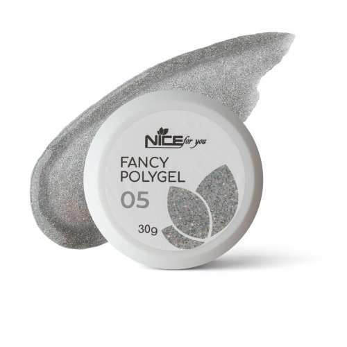 Светоотражающий полигель Nice for you Fancy polygel №5 Amazing silver Серебристый 30 г