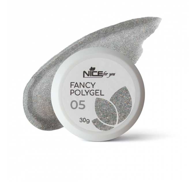 Светоотражающий полигель Nice for you Fancy polygel №5 Amazing silver Серебристый 30 г