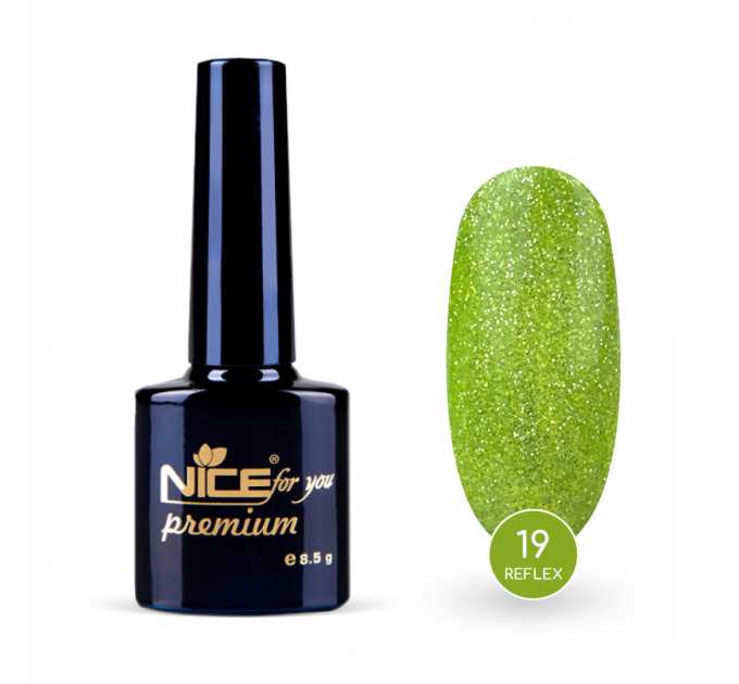 Гель-лак Nice for you Reflex №19 Светоотражающий Салатовый 8.5 г