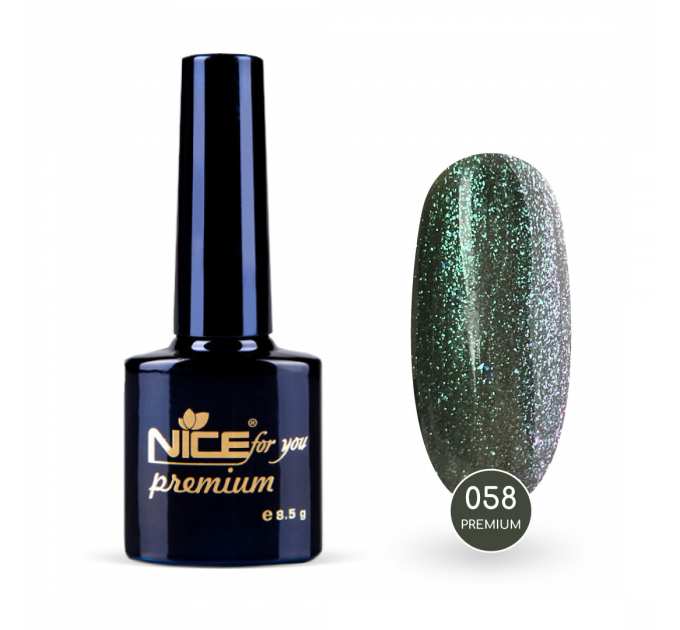 Гель-лак Nice for you Premium №058 Изумрудный с блестками 8.5 г