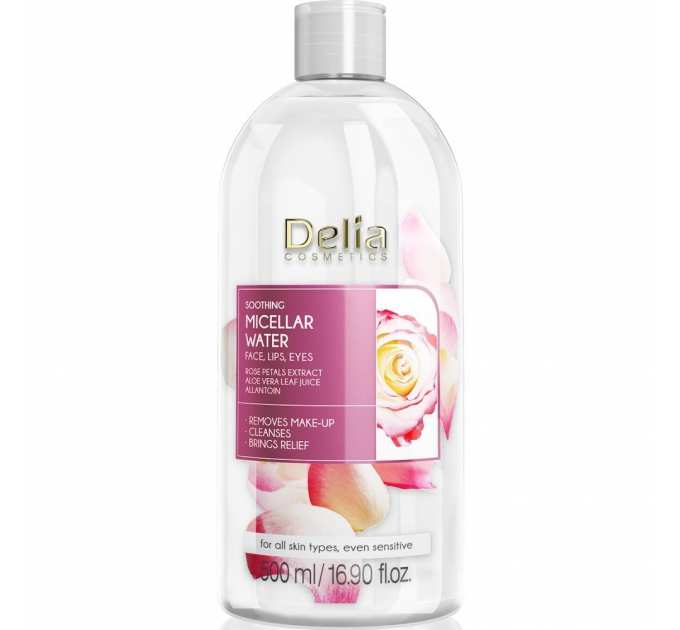 Заспокійлива міцелярна вода з екстрактом пелюсток троянди Delia Cosmetics Rose Petals Extract Micellar Water 500 мл