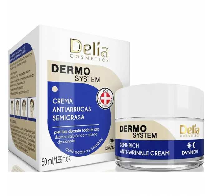 Крем для обличчя, антивіковий Delia Dermo System Semi-Rich Anti-Wrinkle Cream 50 мл