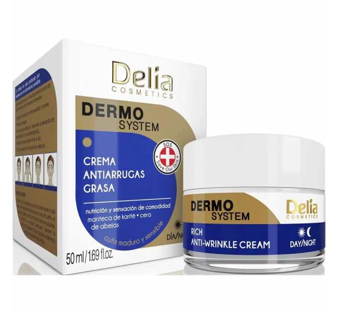 Крем для обличчя, антивіковий, живильний Delia Dermo System Rich Anti-Wrinkle Cream 50 мл