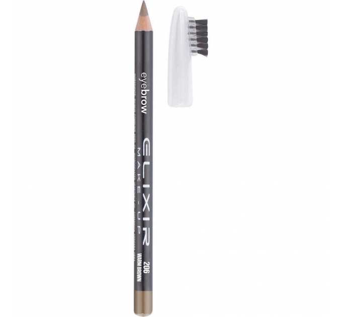 Олівець для брів Elixir Silky Eye Pencil Warm Brown тон 206