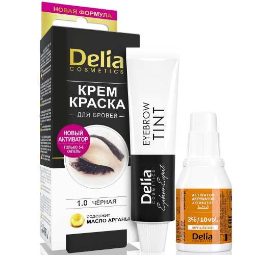 Крем-фарба для брів Delia Eyebrow Expert з олією аргана Black 15 мл