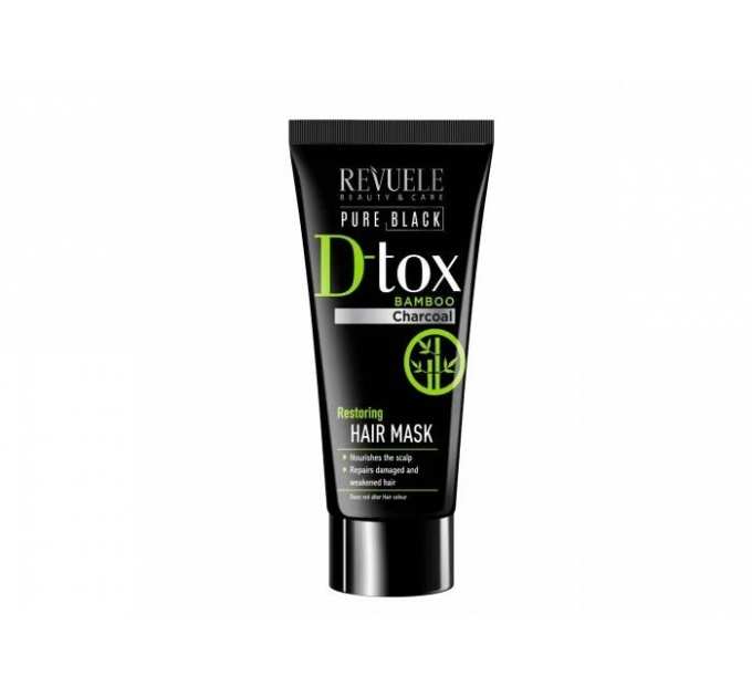 Revuele Маска відновлююча для волосся з бамбуковим вугіллям PURE BLACK DETOX, 200 мл