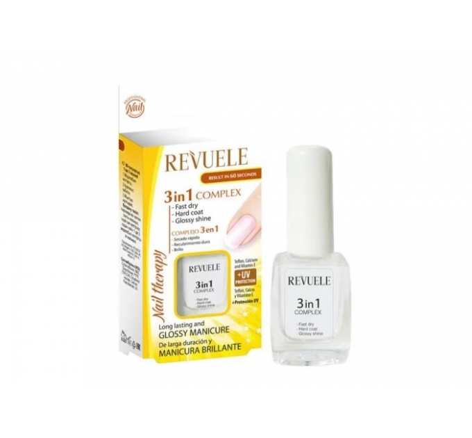 Revuele Комплекс 3 в 1- швидке вис-ня, тверде покр. та глянц. блиск NAIL THERAPY, 10 мл