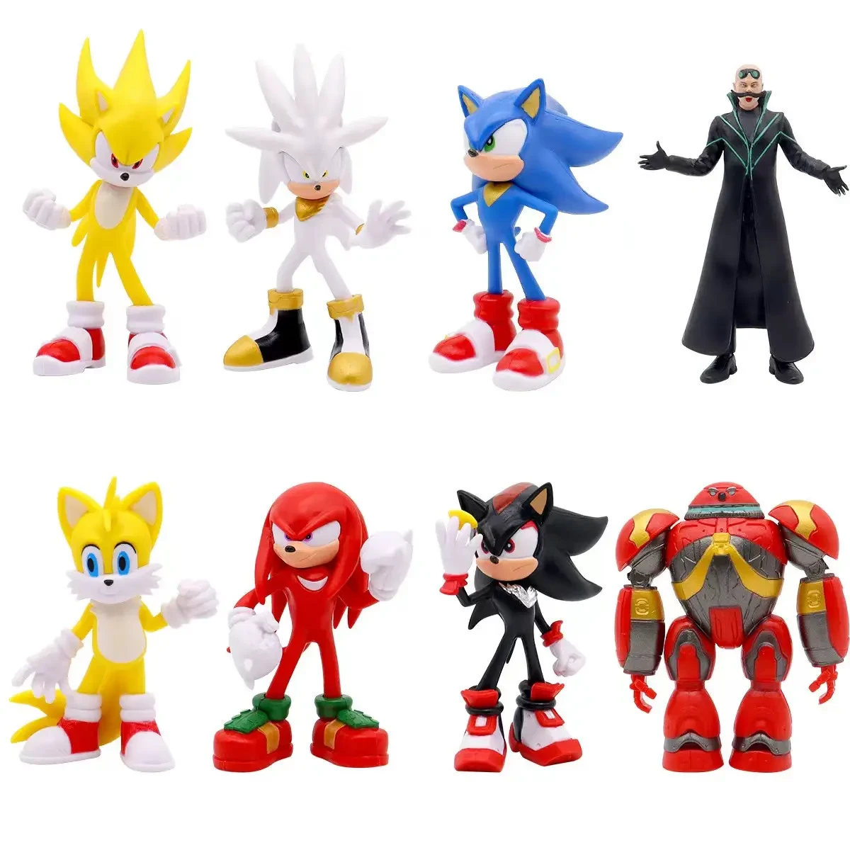 Набір фігурок 8в1 Їжачок Супер Сонік, 12 см - Sonic The Hedgehog 3